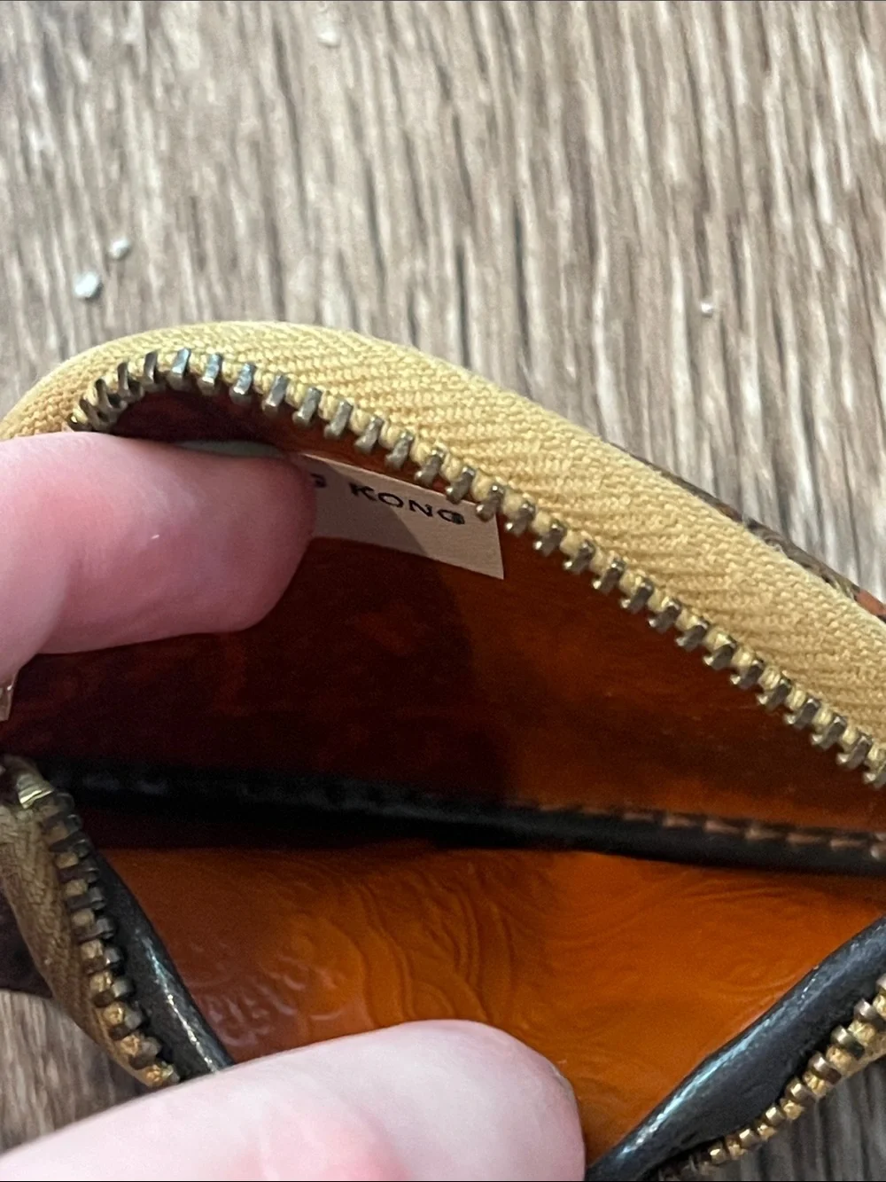 Vintage Ornate Brown Cosmetic Pouch or coin purse with Gold Embossed Design